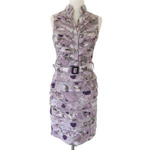 COLLETTE DINNIGAN pleat detail sleeveless sheath dress sz S